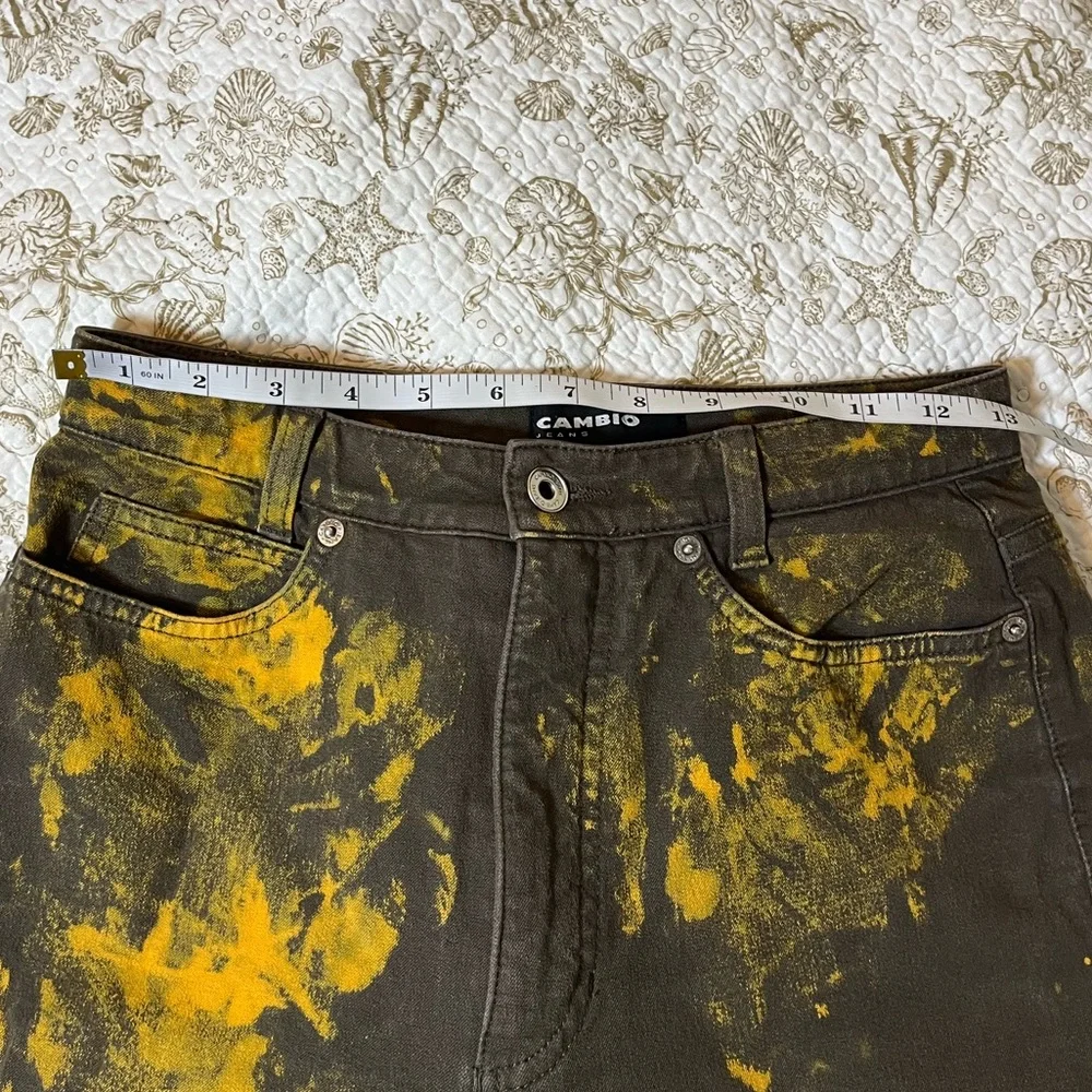 Cambio 6/8 Sharon Green Slim Straight Bleach Dye Preppy Grunge Luxe Fall Jeans